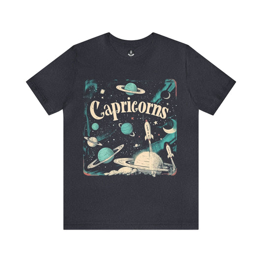 T-Shirt Heather Navy / S Capricorn Space Age Odyssey T-Shirt: Vintage Galactic Style