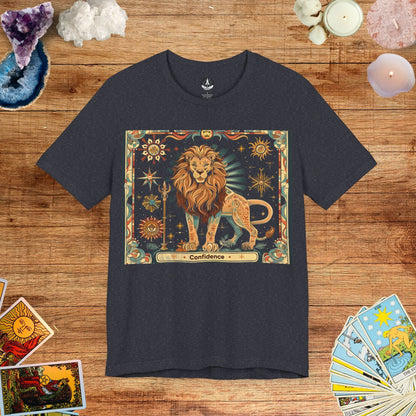 T-Shirt Heather Navy / S Confidence Leo Tarot Card T-Shirt