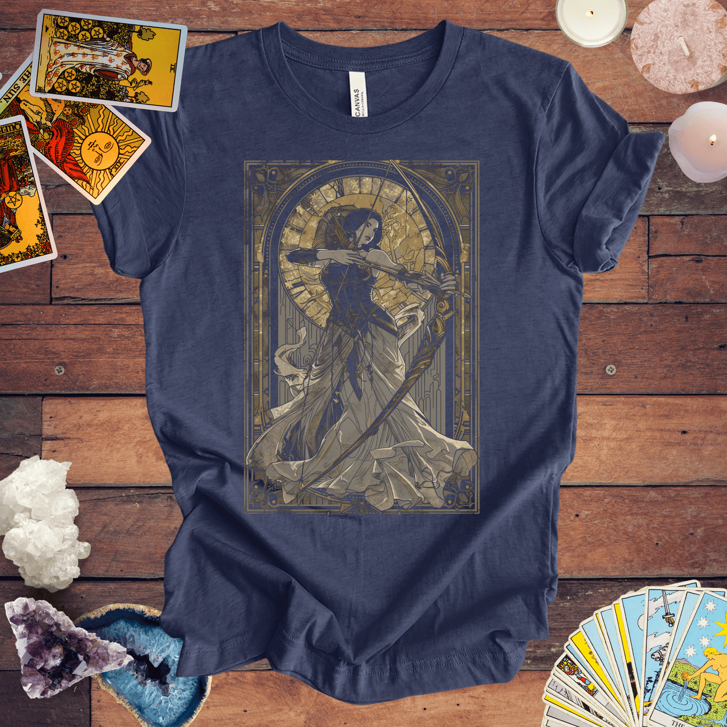 T-Shirt Heather Navy / S Galactic Journey Sagittarius TShirt: Explore the Stars in Style