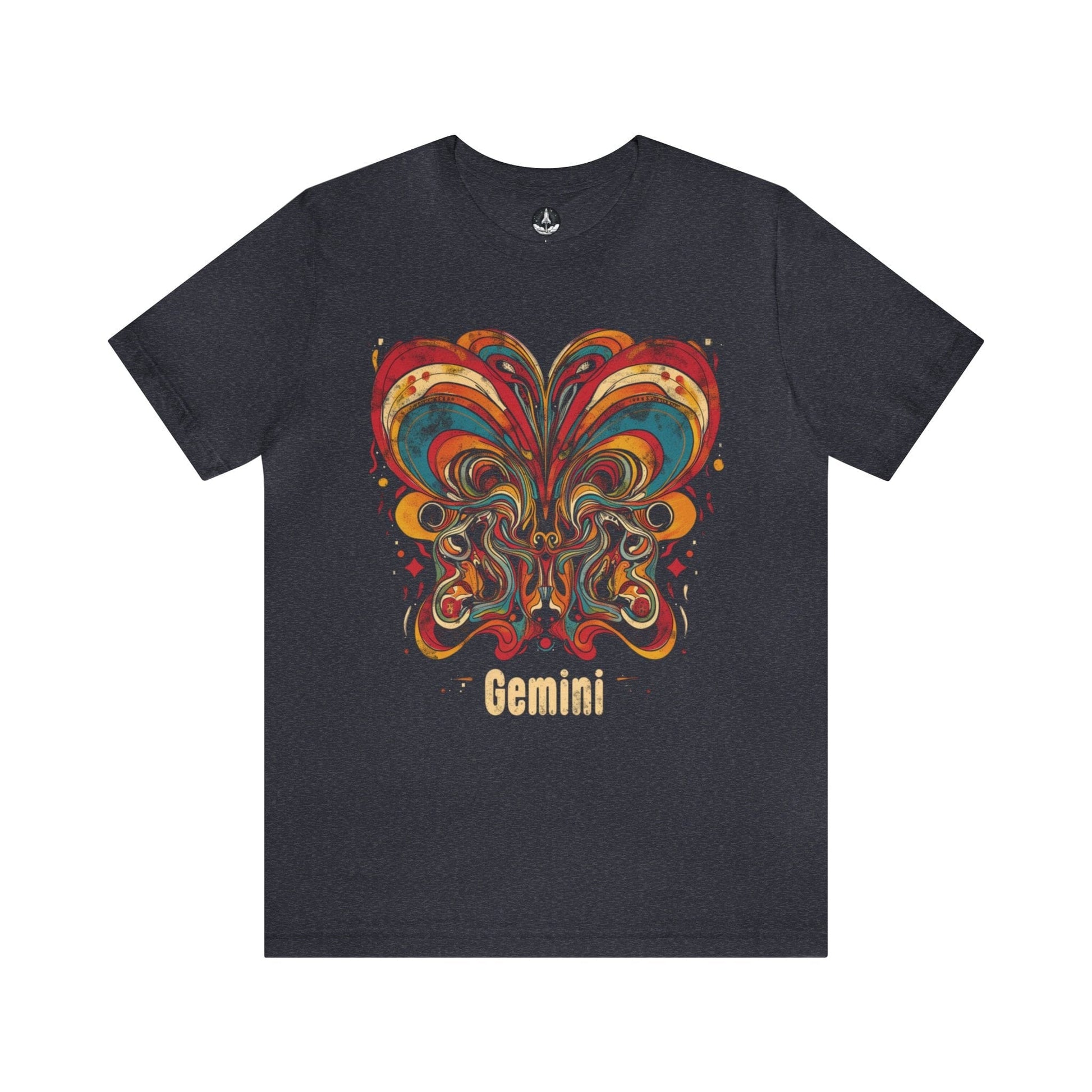 T-Shirt Heather Navy / S Gemini Abstract Essence T-Shirt: A Vivid Canvas of Duality