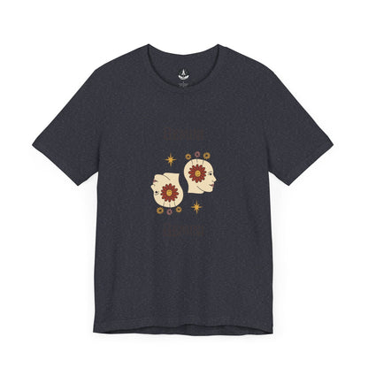 T-Shirt Heather Navy / S Gemini Flower Power T-Shirt - Retro Zodiac Apparel for Astrology Lovers