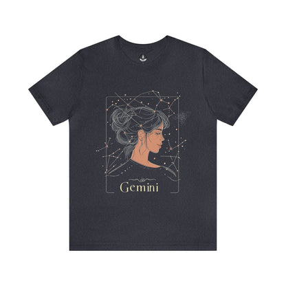 T-Shirt Heather Navy / S Gemini Mercurial Magic T-Shirt: Stargazing Elegance for the Twin Souls