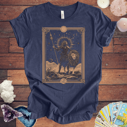 T-Shirt Heather Navy / S Leo Bravery T-Shirt: Tarot-Inspired Fierceness