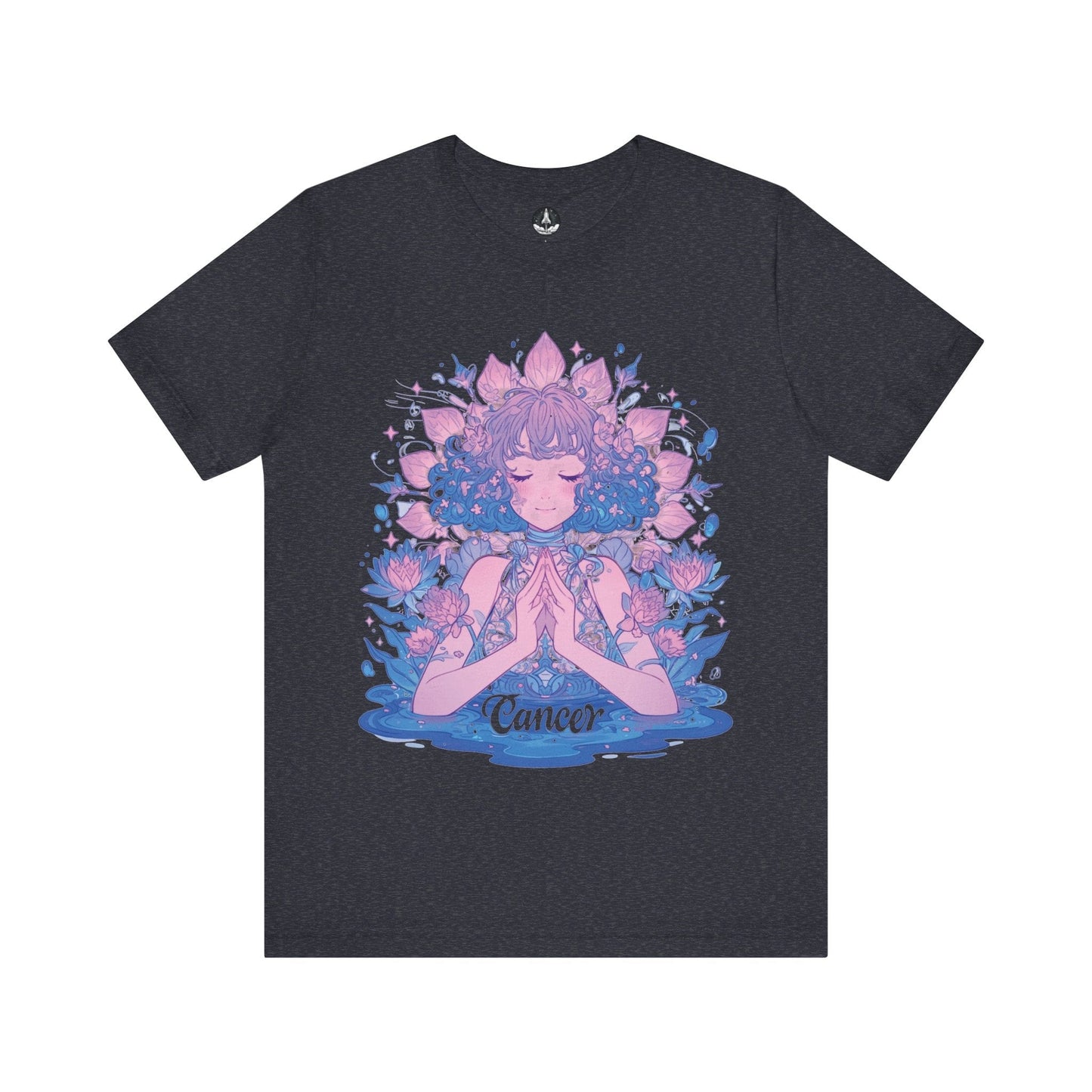 T-Shirt Heather Navy / S Lunar Bloom Cancer TShirt: Serenity in the Stars