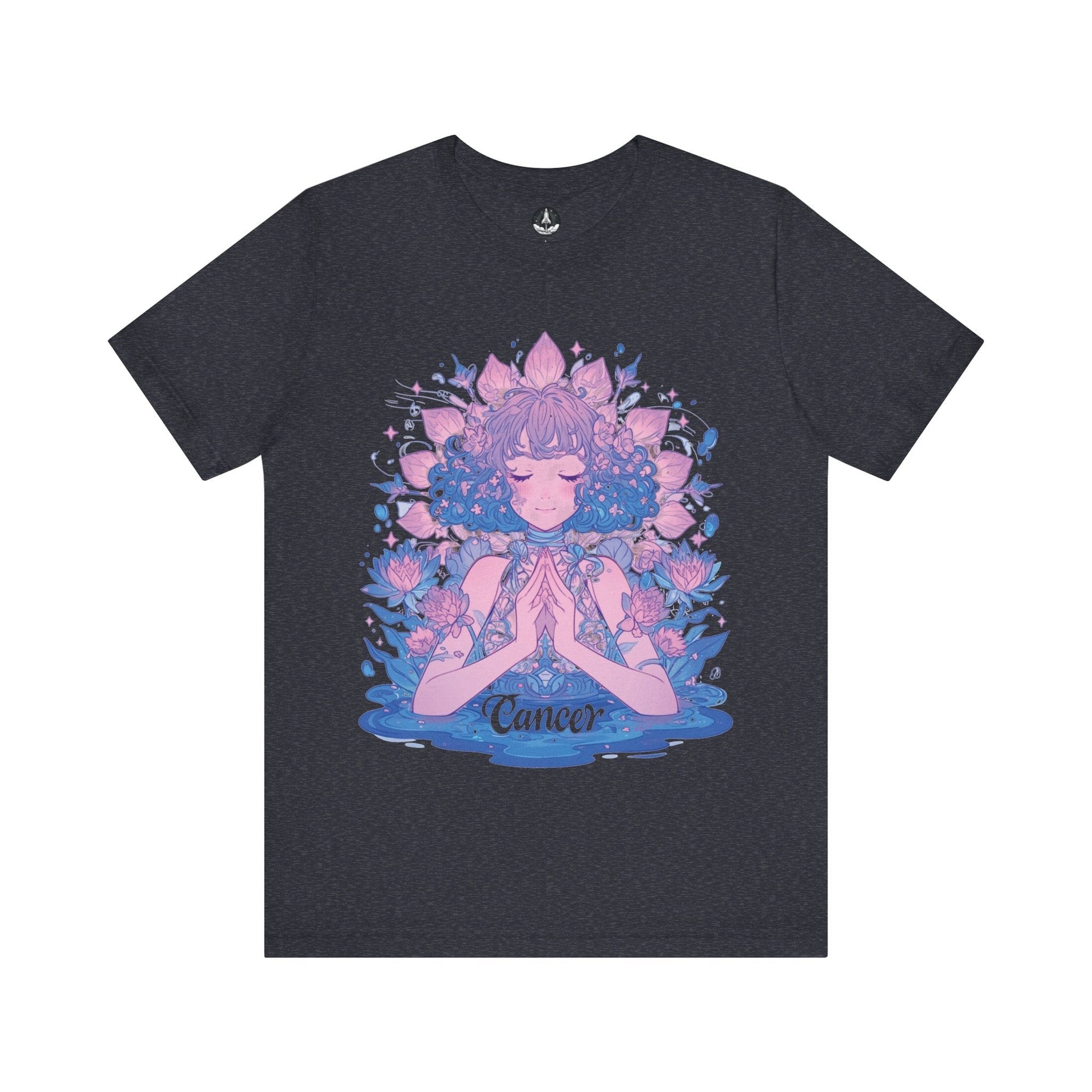 T-Shirt Heather Navy / S Lunar Bloom Cancer TShirt: Serenity in the Stars