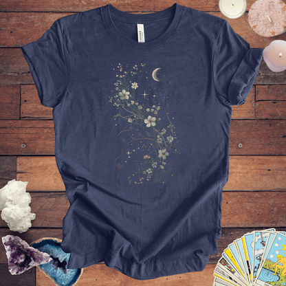 T-Shirt Heather Navy / S Moonlit Petals - Enchanting Floral T-Shirt