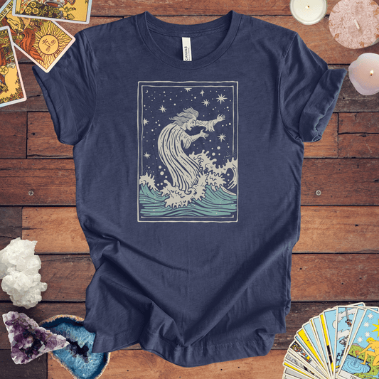 T-Shirt Heather Navy / S Mystical Innovation for the Visionary: Aquarius Tarot Card T-Shirt