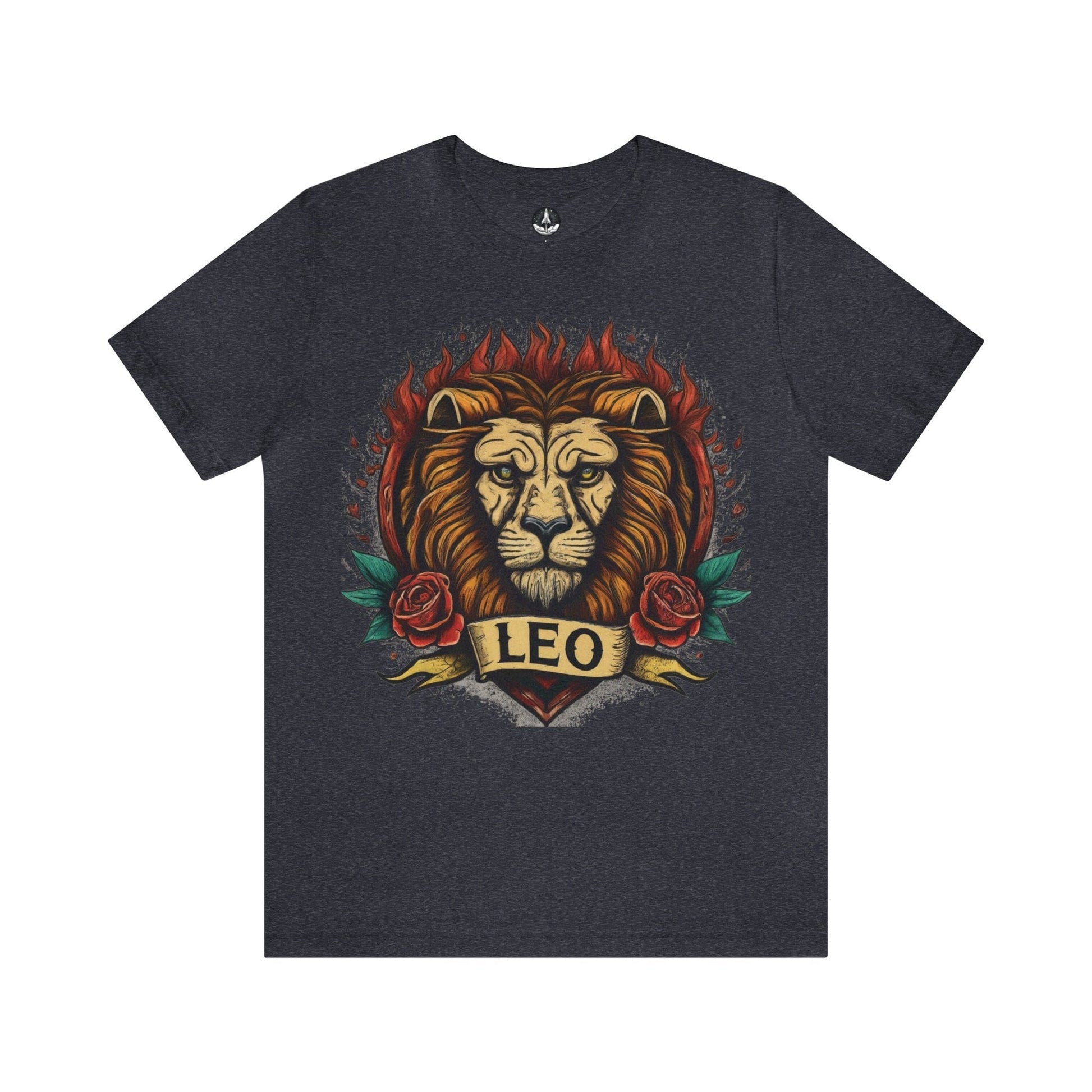 T-Shirt Heather Navy / S Old School Leo Heart Tattoo T-Shirt