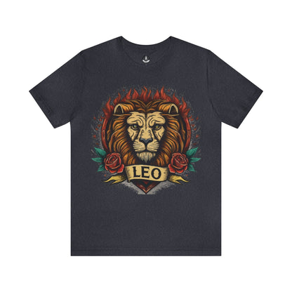 T-Shirt Heather Navy / S Old School Leo Heart Tattoo T-Shirt