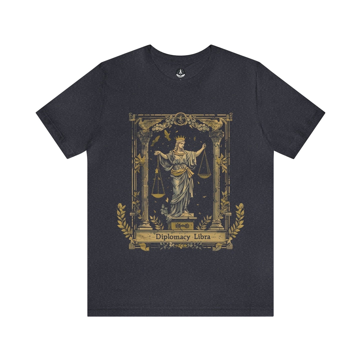 T-Shirt Heather Navy / S Scales of Poise Libra Diplomacy Tee: Elegance in Balance