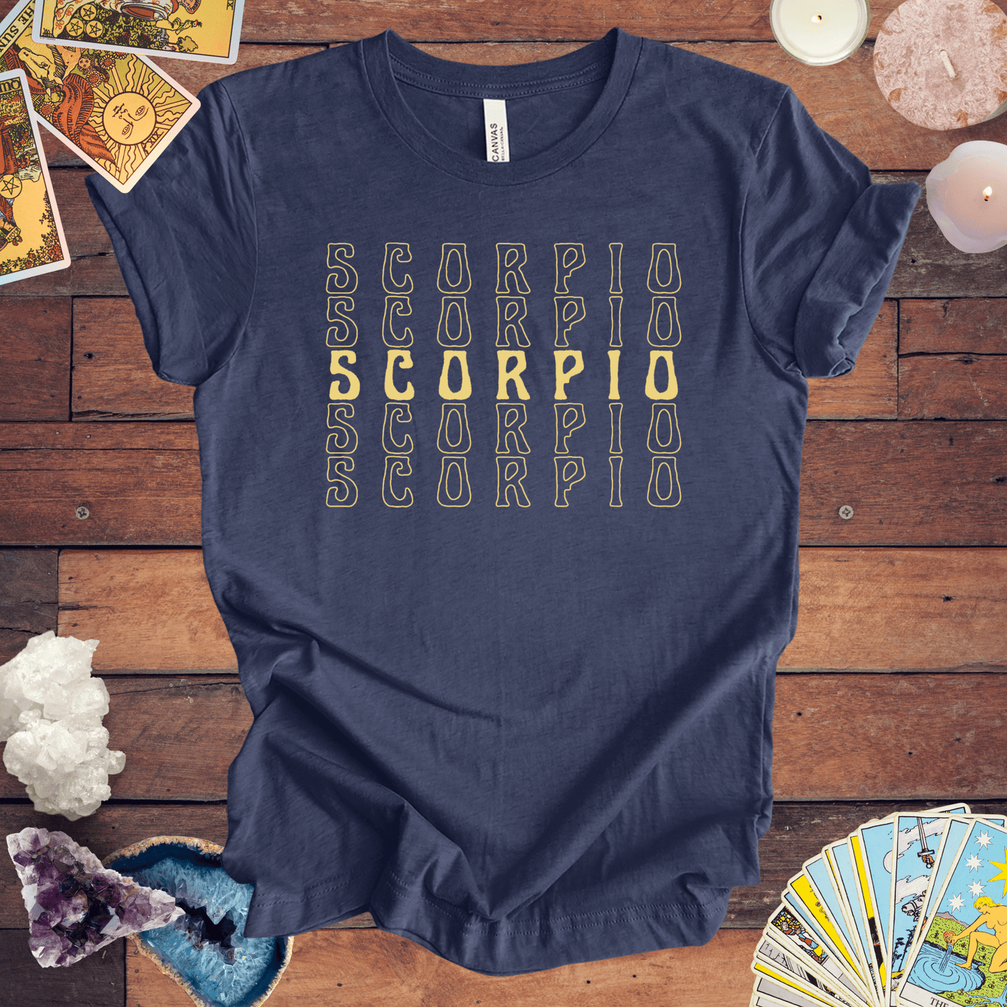 T-Shirt Heather Navy / S Scorpio Repetition - Minimalist Zodiac T-Shirt