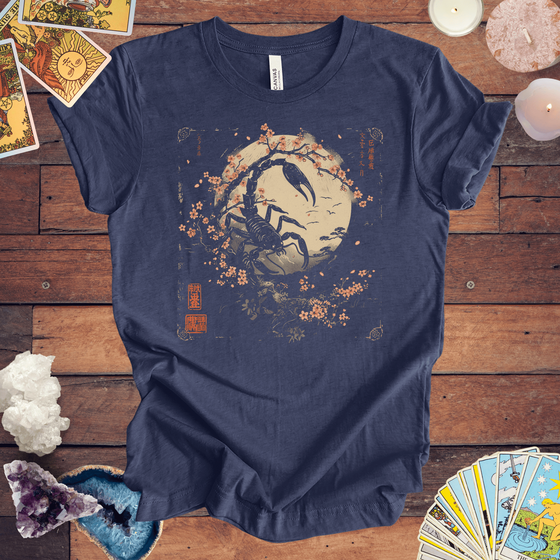 T-Shirt Heather Navy / S Scorpio's Night Sky TShirt: Japanese Art in Premium Cotton Blend