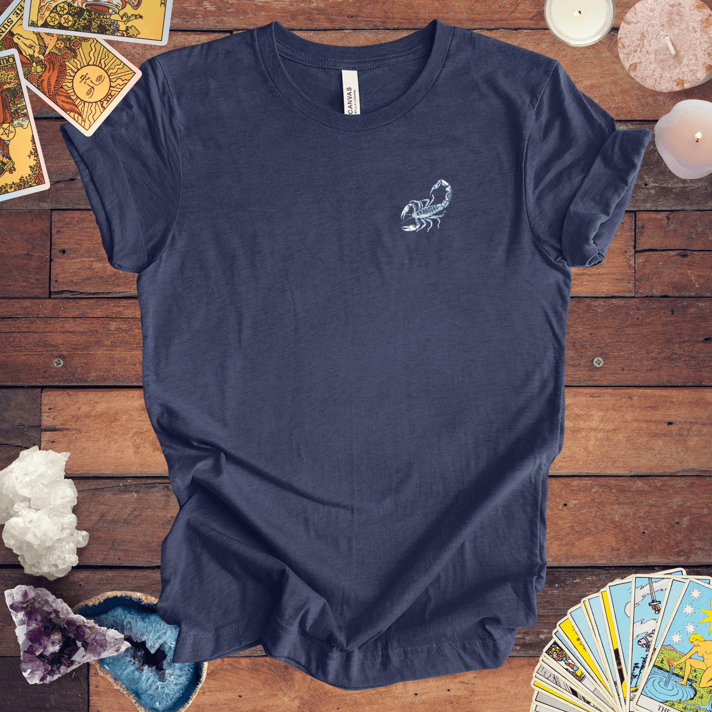 T-Shirt Heather Navy / S Scorpio Warrior TShirt: Bold Zodiac Symbolism for the Fearless