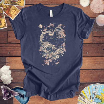 T-Shirt Heather Navy / S Taurus Floral Wave T-Shirt: Elegance in Motion