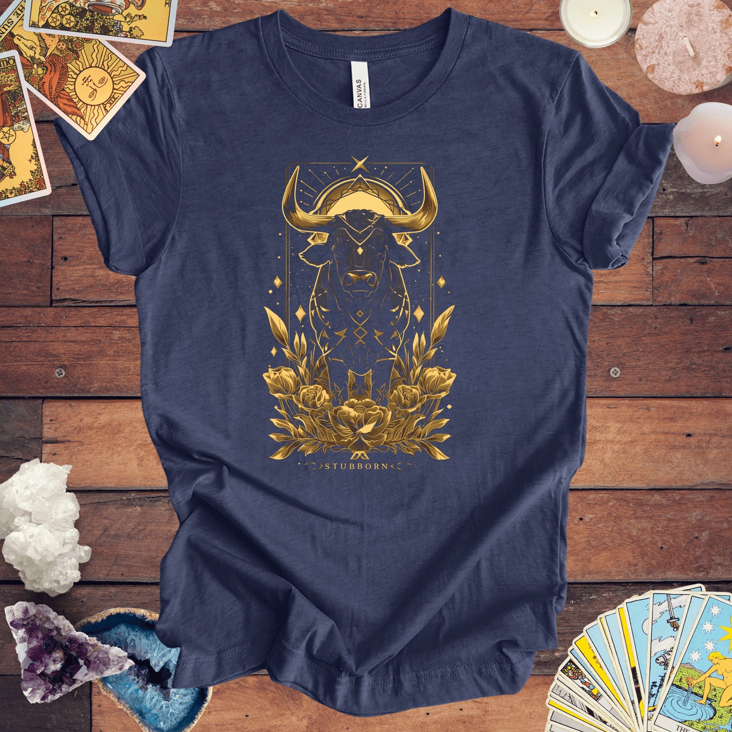 T-Shirt Heather Navy / S Taurus the Guardian: Astrological Bull Power T-Shirt