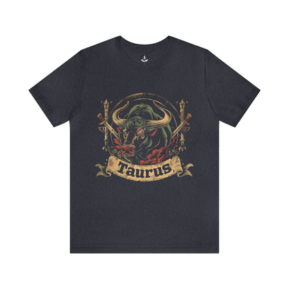T-Shirt Heather Navy / S Taurus Warrior Crest T-Shirt: Bold Zodiac Statement