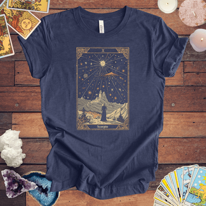 T-Shirt Heather Navy / S The Ambitious Visionary: Scorpio Tarot Card T-Shirt