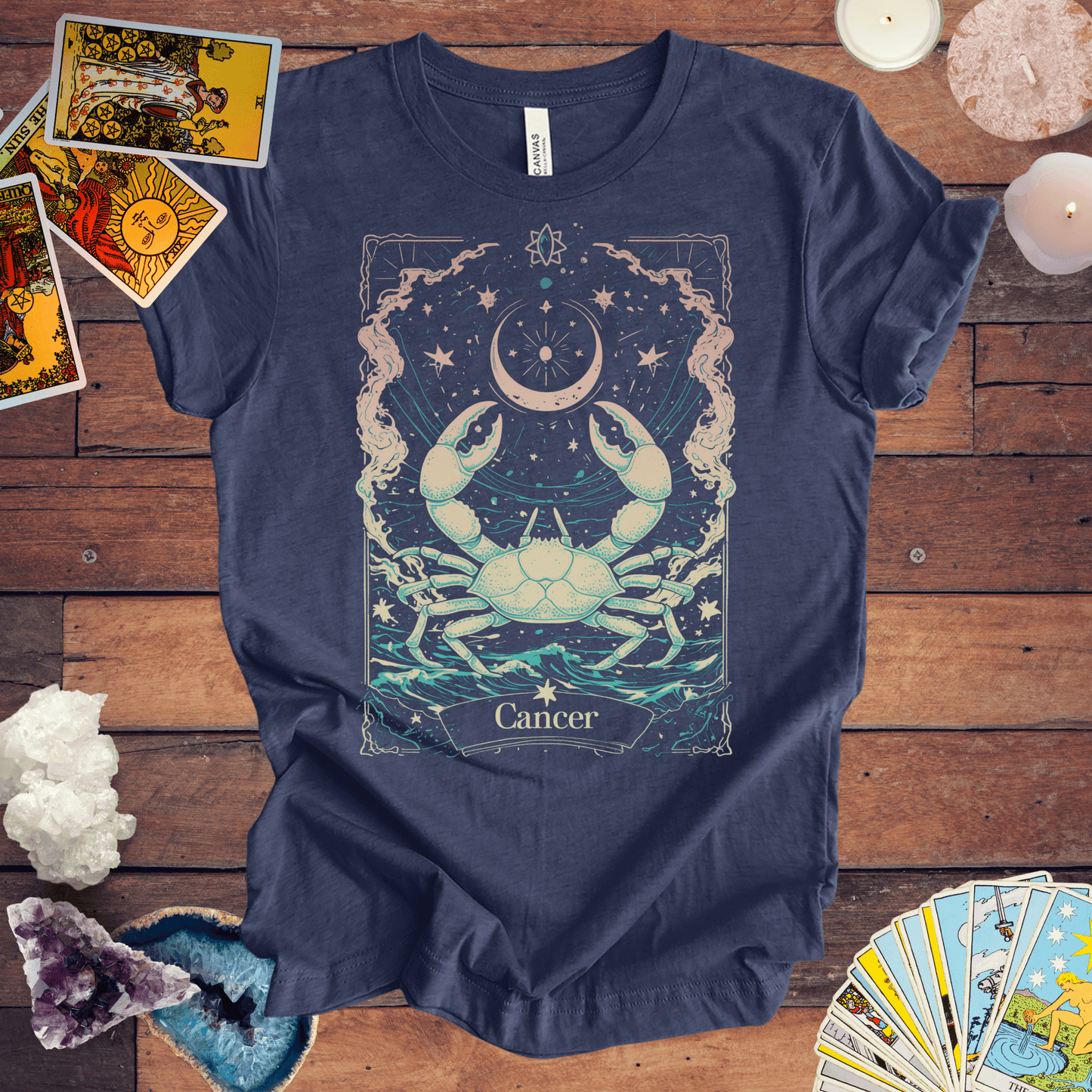 T-Shirt Heather Navy / S The Crab: Cancer Tarot Card T-Shirt