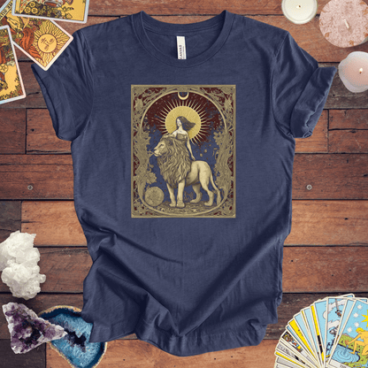 T-Shirt Heather Navy / S The Lion's Strength Tarot Card Leo T-Shirt