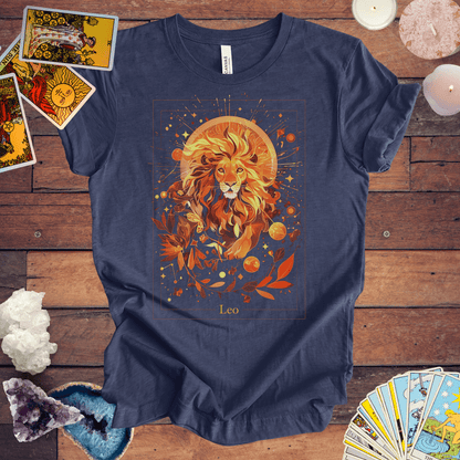 T-Shirt Heather Navy / S The Majestic Lion: Leo Tarot Card T-Shirt