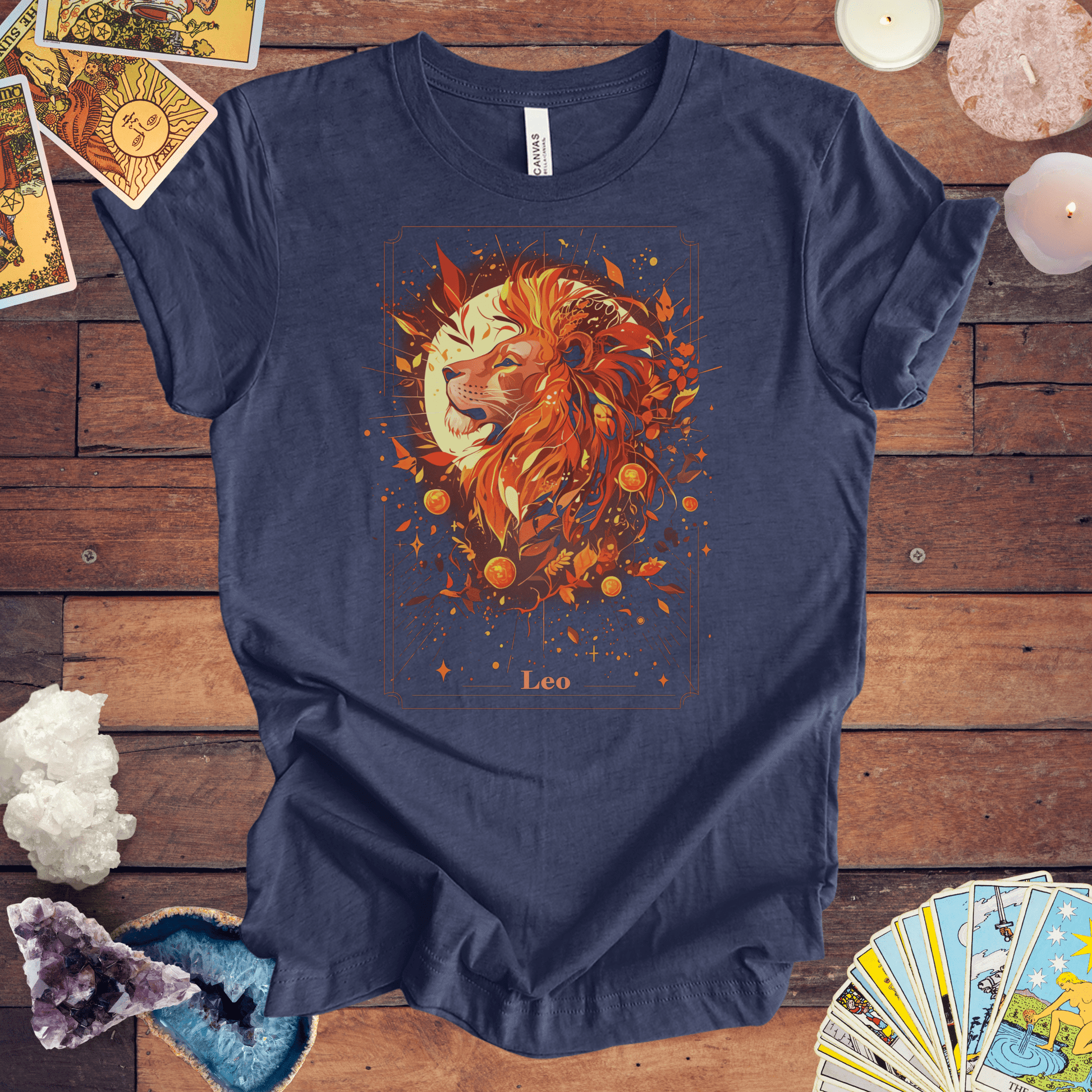 T-Shirt Heather Navy / S The Pride Lion: Leo Tarot Card T-Shirt