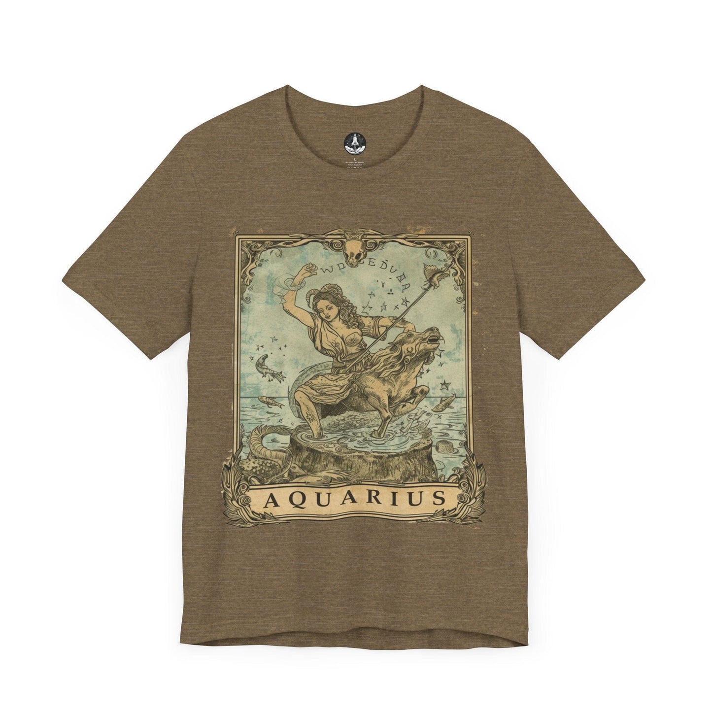 T-Shirt Heather Olive / S Aquarius Odyssey T-Shirt: Navigating Mystical Seas with Boundless Spirit
