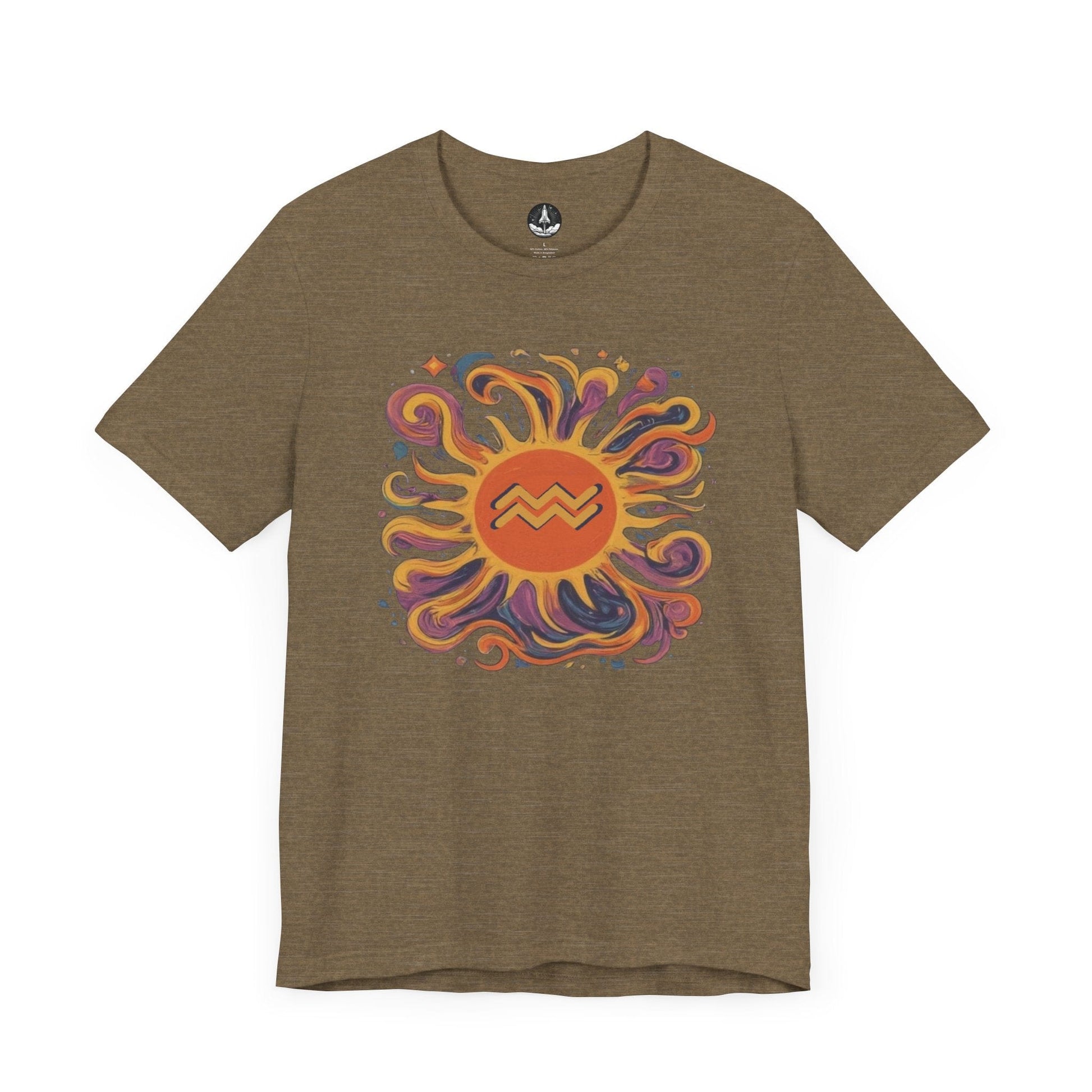 T-Shirt Heather Olive / S Aquarius Solar Flair T-Shirt: Shine in Zodiac Fashion