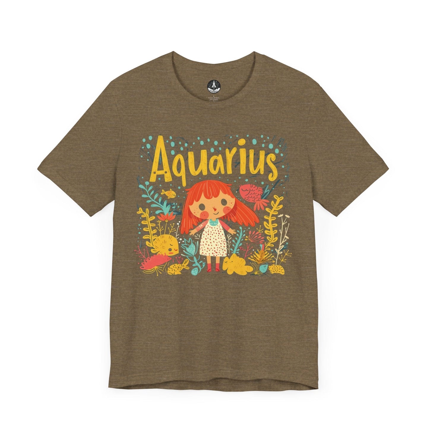 T-Shirt Heather Olive / S Aquarius Whimsy T-Shirt: Dive Into Playful Seas of Imagination