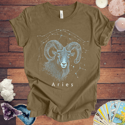 T-Shirt Heather Olive / S Aries Ascend T-Shirt: Eco-Friendly Zodiac Comfort | Unisex Astrology Tee