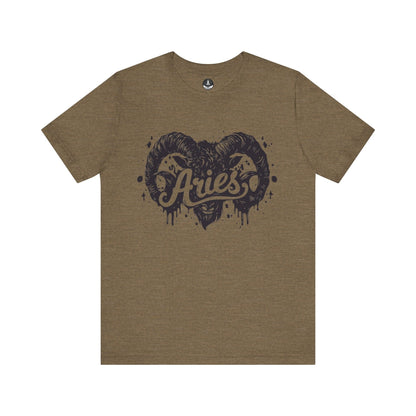 T-Shirt Heather Olive / S Aries Bold Ram Tee - Unleash Your Zodiac Power