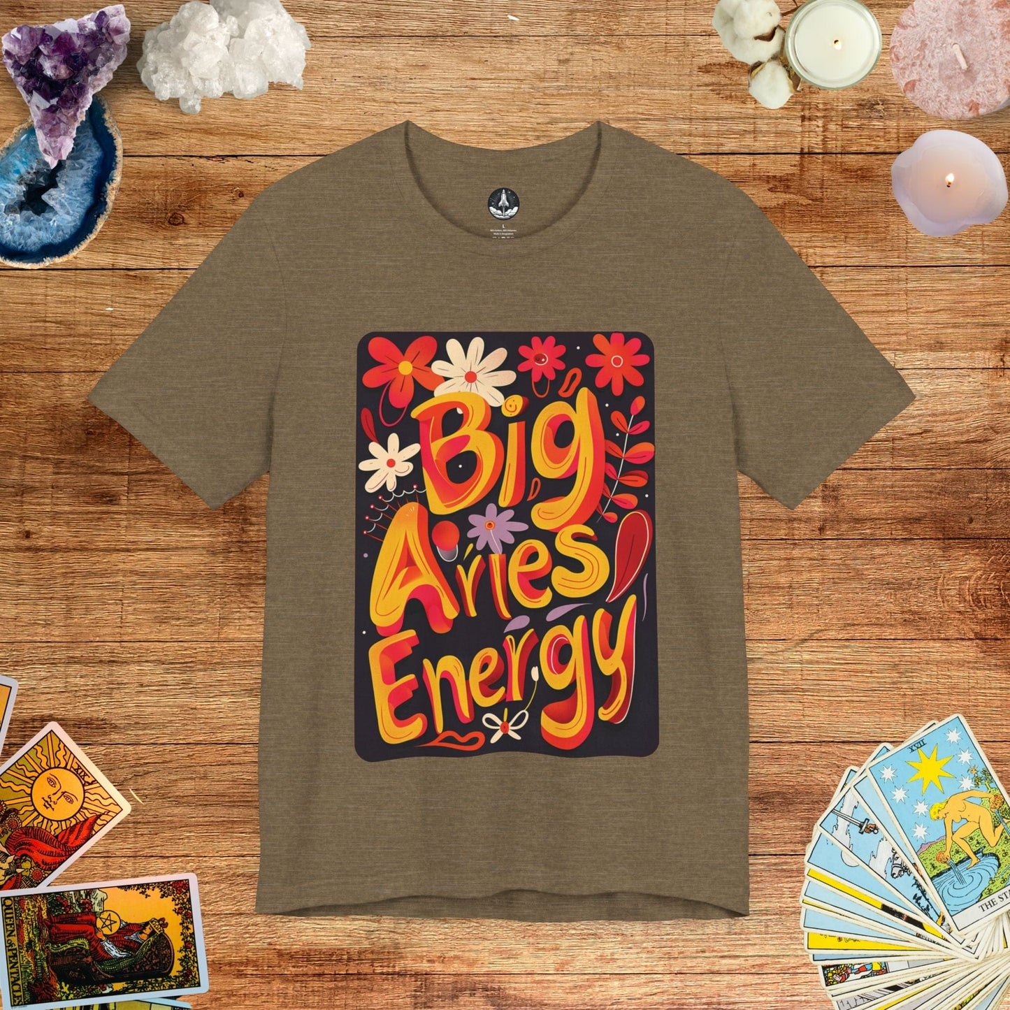 T-Shirt Heather Olive / S Big Aries Energy T-Shirt