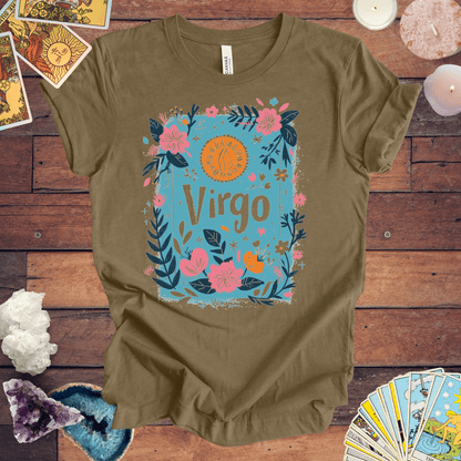 T-Shirt Heather Olive / S Botanic Maiden Virgo TShirt: Earthy Elegance