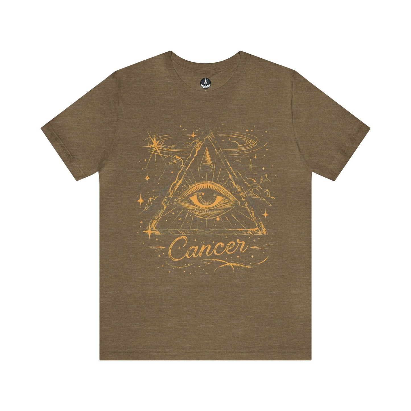 T-Shirt Heather Olive / S Cancer Intuitive Vision T-Shirt: Celestial Insight in Gold and Indigo