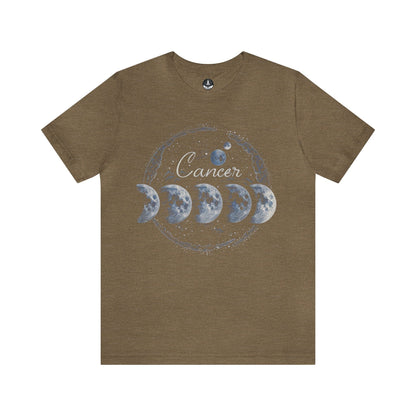 T-Shirt Heather Olive / S Cancer Lunar Phases T-Shirt: Cycle of Celestial Ebb and Flow