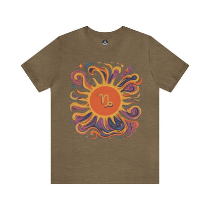 T-Shirt Heather Olive / S Capricorn Solar Swirl Soft T-Shirt: Grounded Radiance