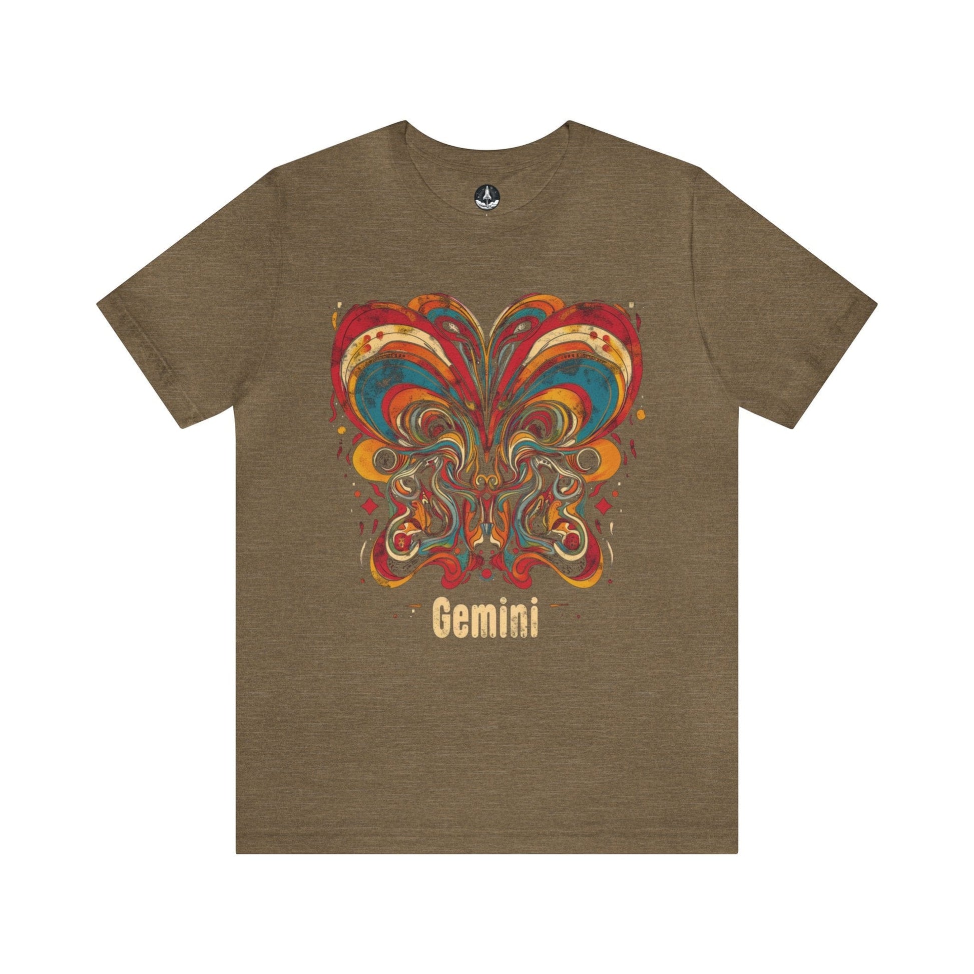 T-Shirt Heather Olive / S Gemini Abstract Essence T-Shirt: A Vivid Canvas of Duality