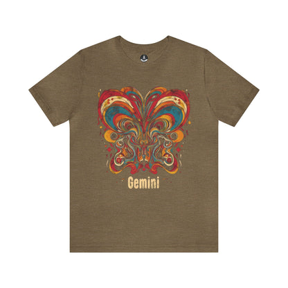 T-Shirt Heather Olive / S Gemini Abstract Essence T-Shirt: A Vivid Canvas of Duality