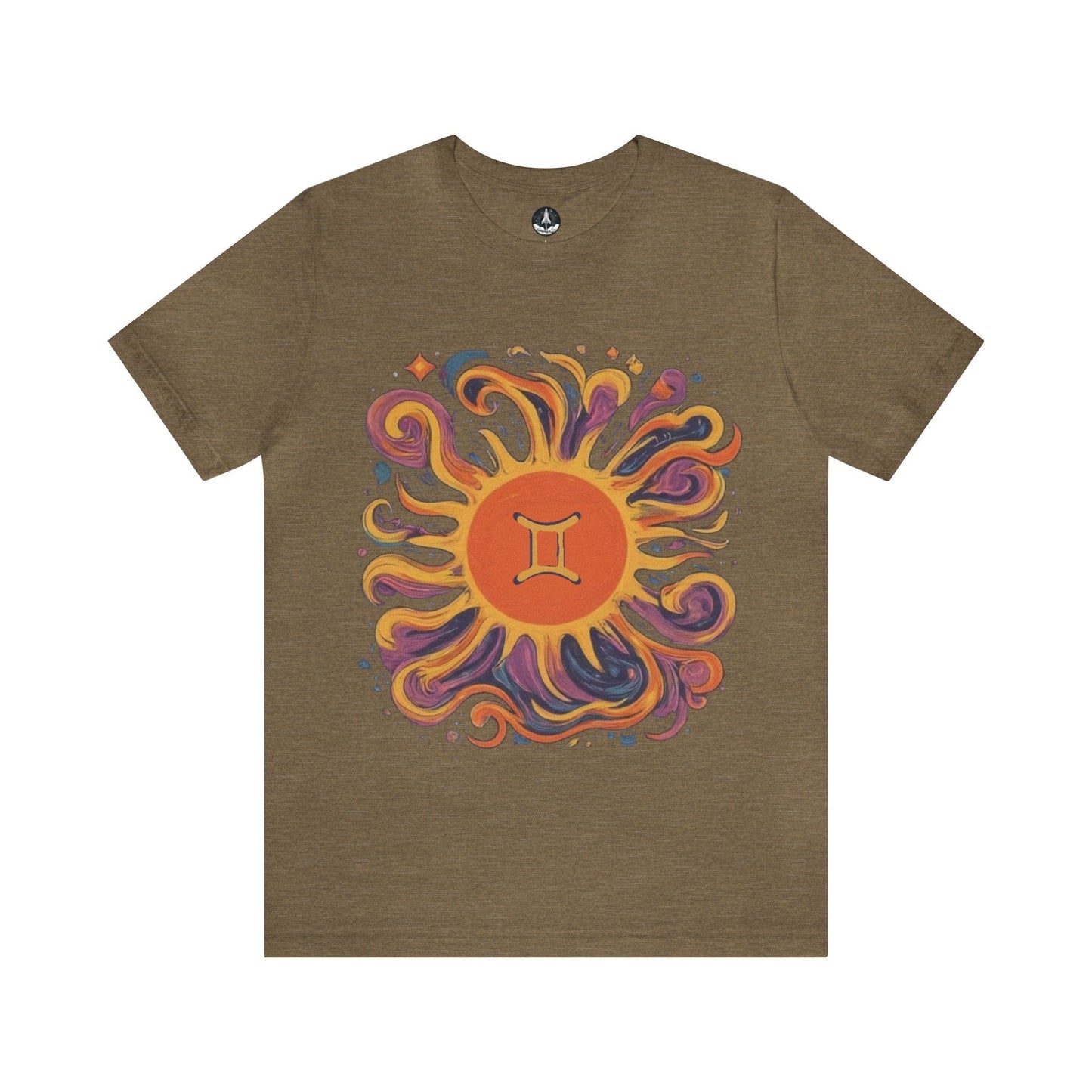 T-Shirt Heather Olive / S Gemini Solar Harmony Soft T-Shirt: Duality in Design