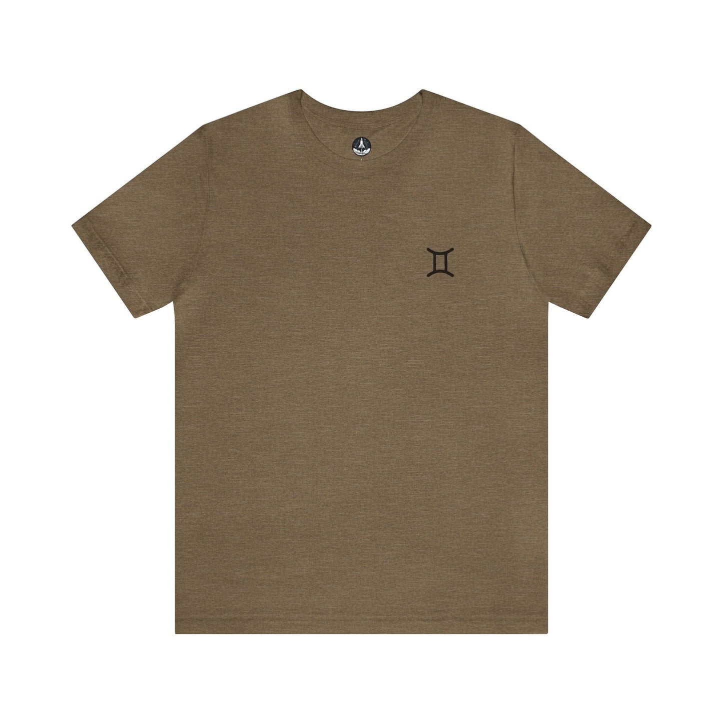 T-Shirt Heather Olive / S Gemini Twin Glyph T-Shirt: Dynamic Style for the Social Butterfly