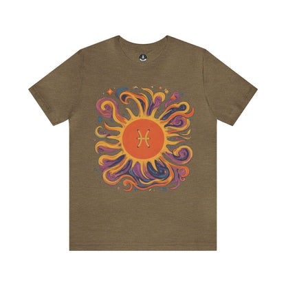 T-Shirt Heather Olive / S Pisces Sun Sign Soft T-Shirt: Flow with the Cosmic Current