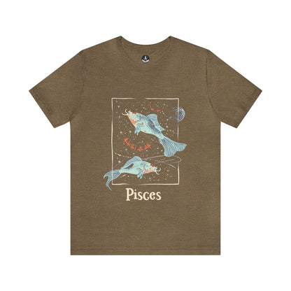 T-Shirt Heather Olive / S Pisces T-Shirt: Celestial Soft-Fit for Astrology Lovers