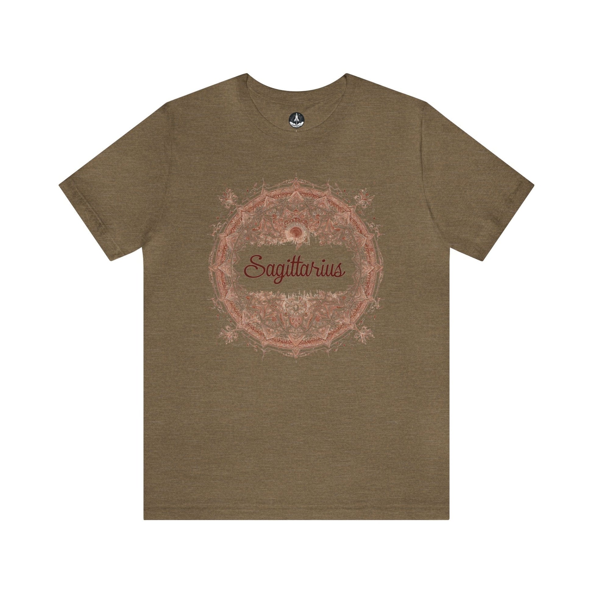 T-Shirt Heather Olive / S Sagittarius Mandala Archer T-Shirt: Aim High with Artistic Precision