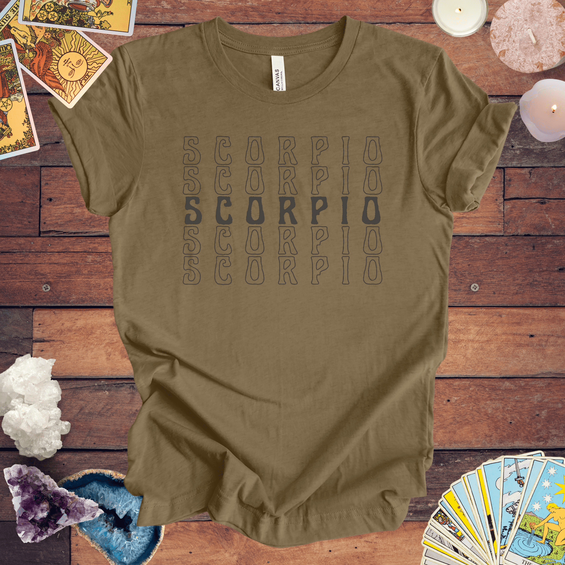 T-Shirt Heather Olive / S Scorpio Repetition - Minimalist Zodiac T-Shirt