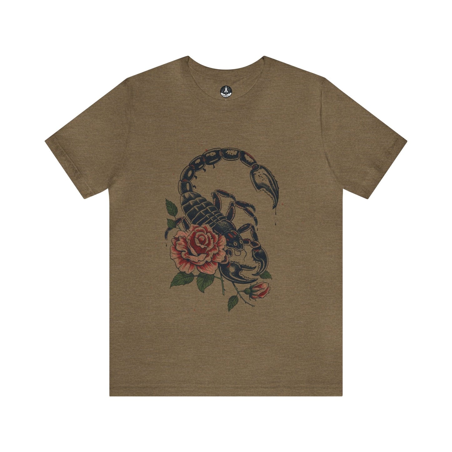T-Shirt Heather Olive / S Scorpio's Essence TShirt: Mystical Scorpion Art on Soft Cotton