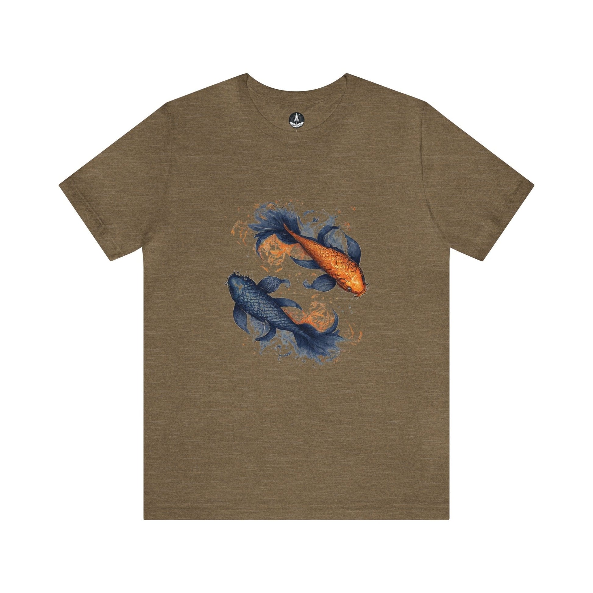 T-Shirt Heather Olive / S Traditional Pisces Koi T-Shirt