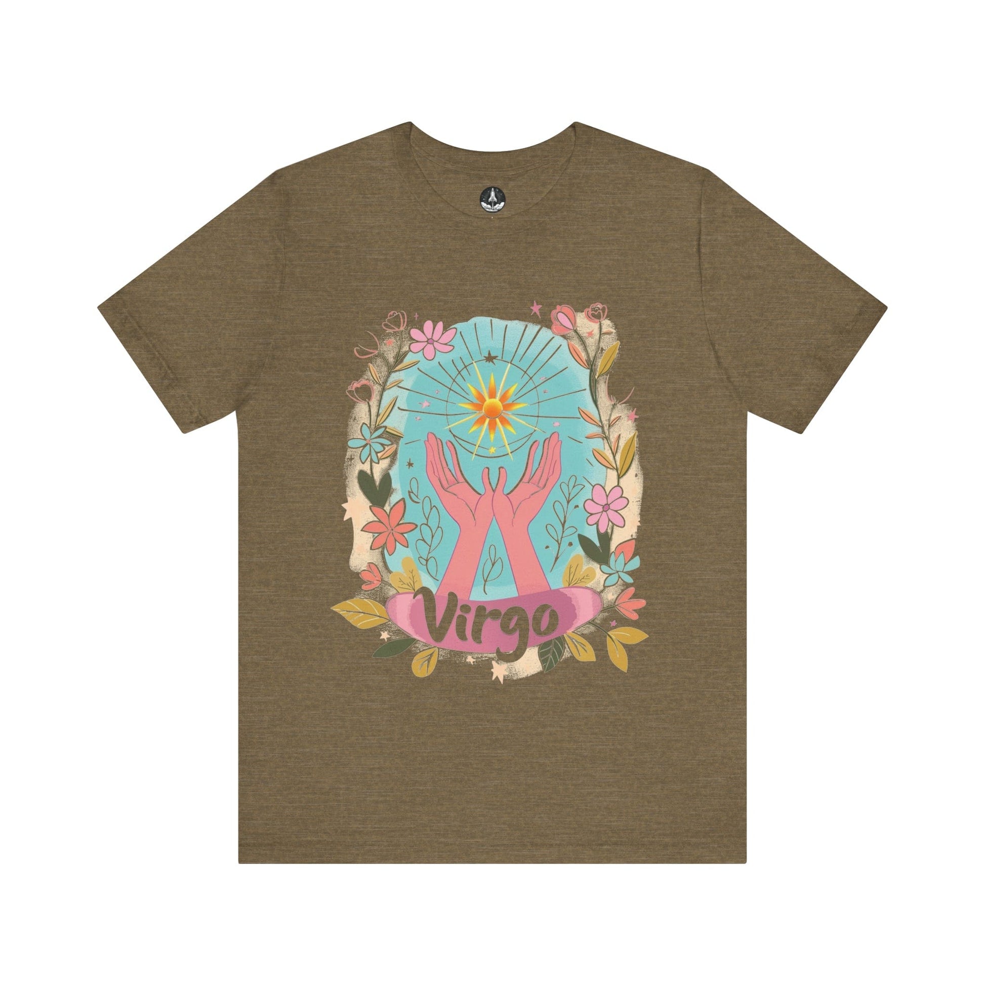 T-Shirt Heather Olive / S Virgo's Bloom TShirt: Nurturing Nature's Beauty