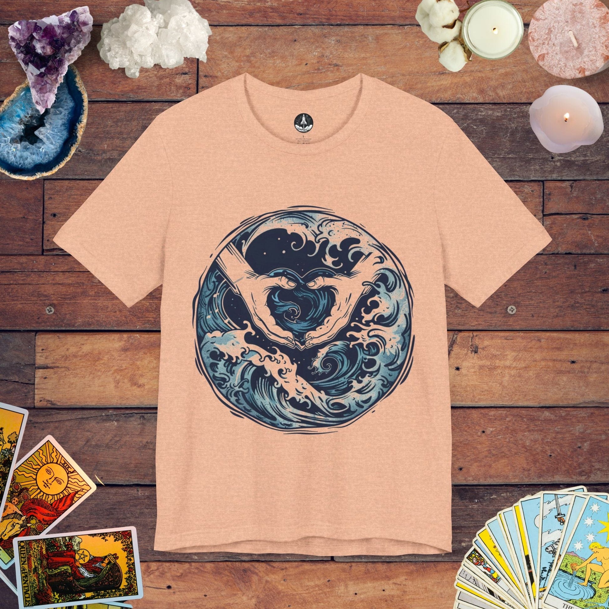 T-Shirt Heather Peach / S Aquarian Currents T-Shirt: Ride the Wave