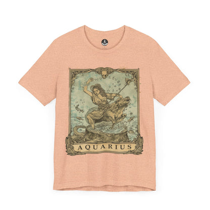 T-Shirt Heather Peach / S Aquarius Odyssey T-Shirt: Navigating Mystical Seas with Boundless Spirit