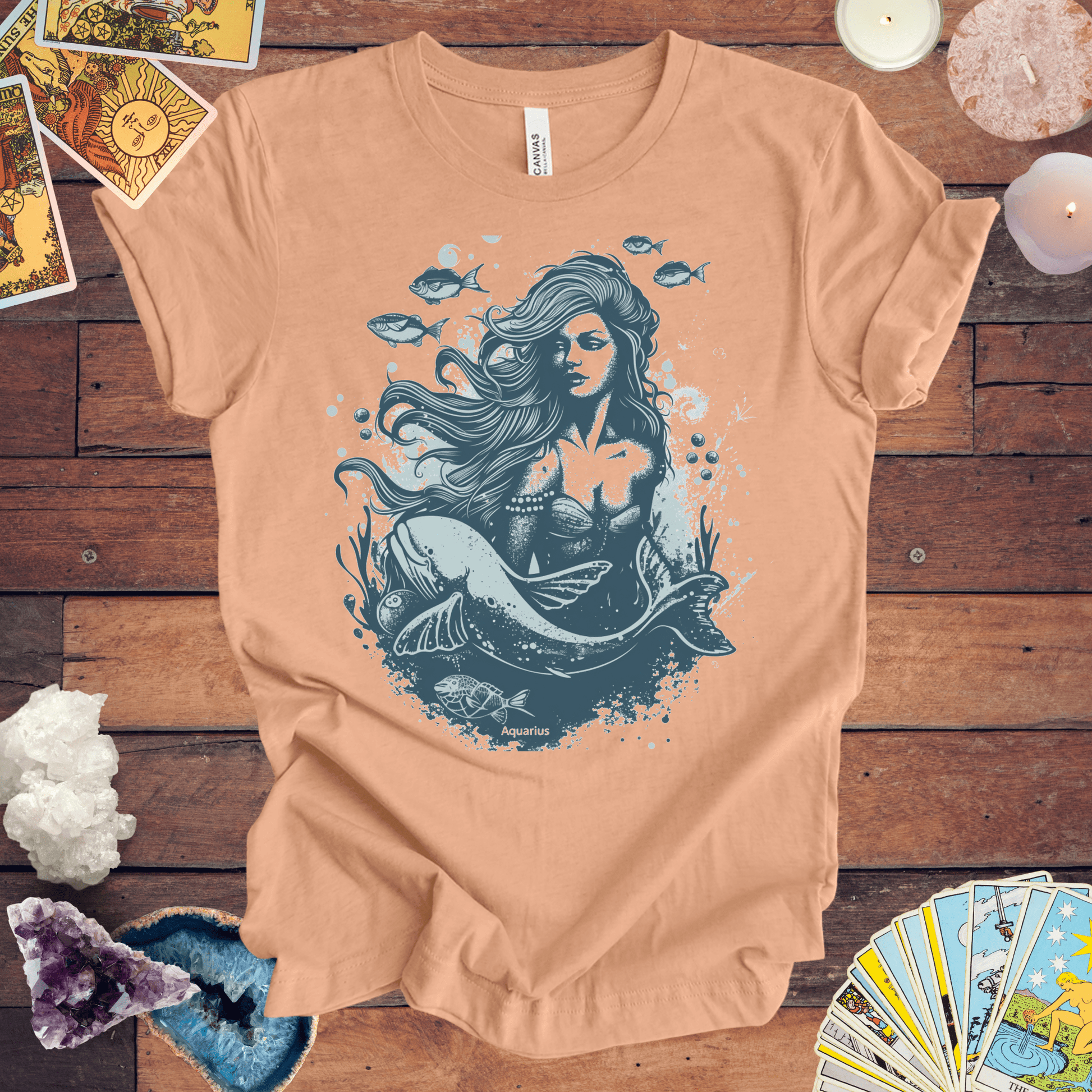 T-Shirt Heather Peach / S Aquarius Siren T-Shirt: Enchanting Depths for the Visionary Spirit