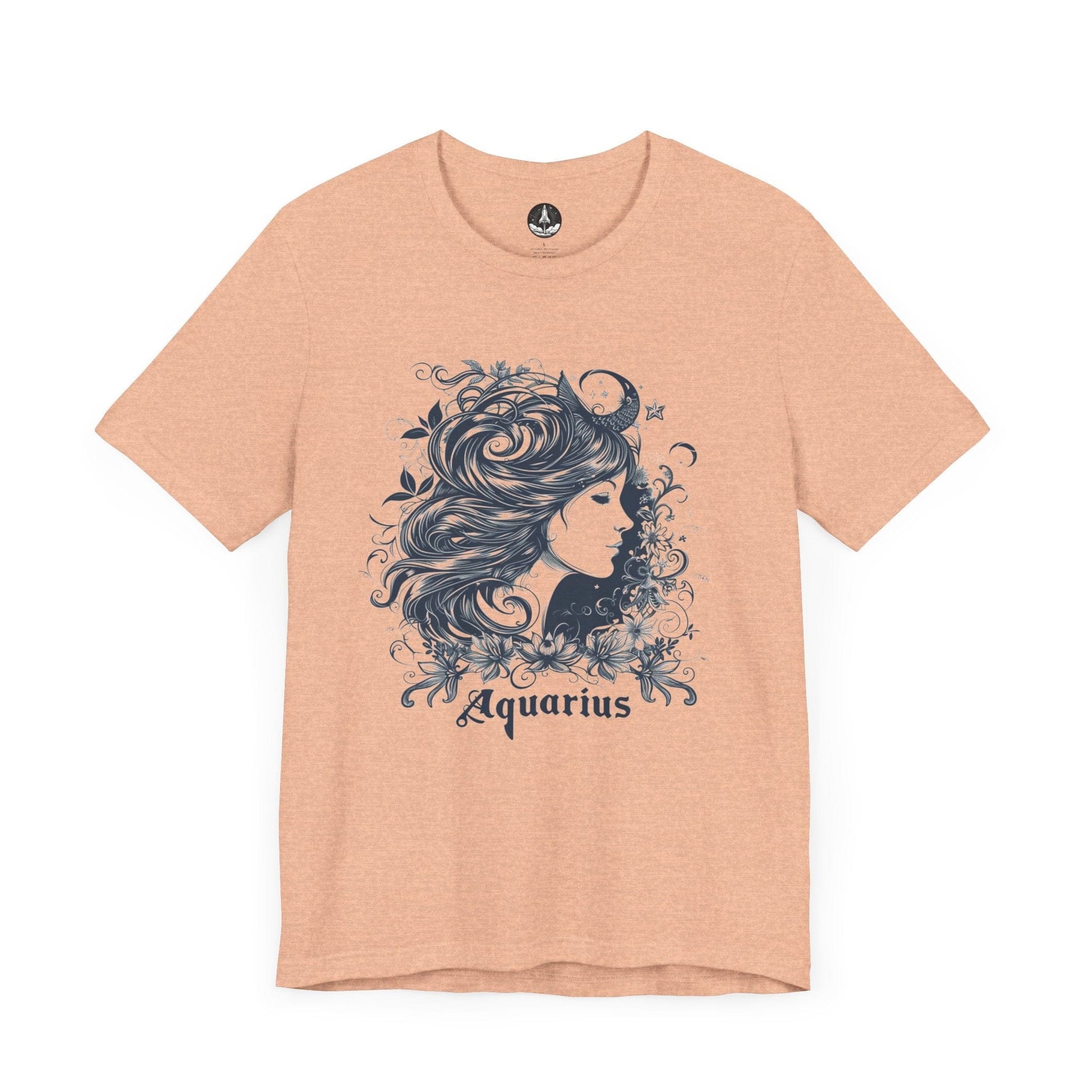 T-Shirt Heather Peach / S Aquarius Windswept Wonder T-Shirt: Celestial Beauty for the Free Spirit